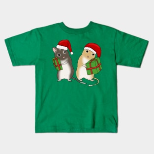 Two cute gerbils with Christmas hats and presents Kids T-Shirt